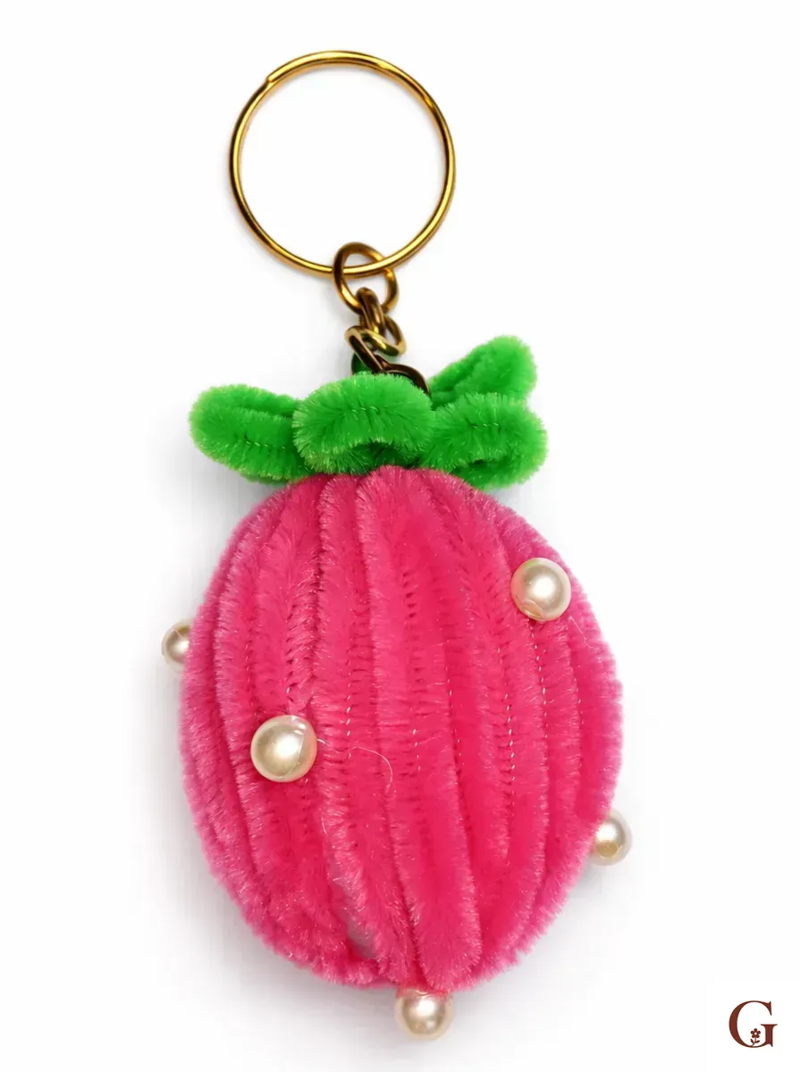 Pink Strawberry keychain | Cute Romantic Gift for Girlfriend - Handmade with love by GulNest