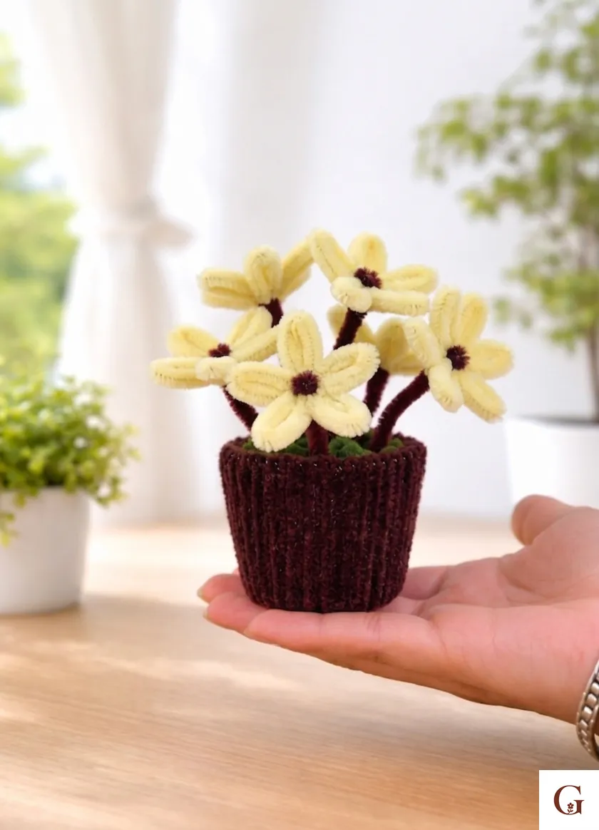 Daisy Flower Mini Pot | Housewarming Gift for Partner - Handmade with love by GulNest